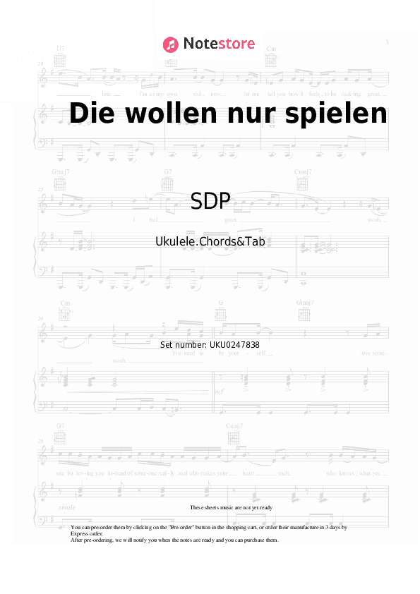 Die wollen nur spielen - SDP Ukulele Sheet Music - Ukulele.Chords&Tab
