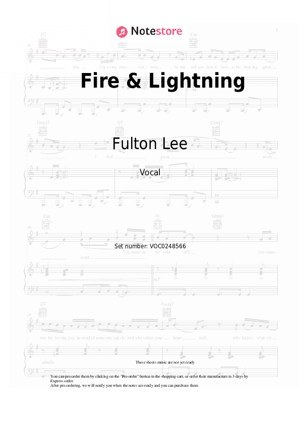 Fire & Lightning - Fulton Lee, Karen Linette Vocal Sheet Music - Vocal