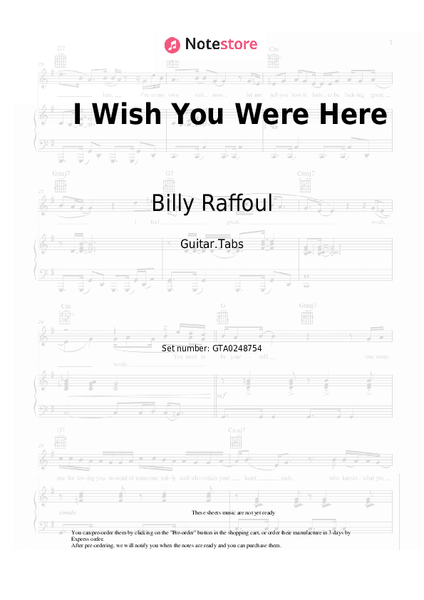 I Wish You Were Here - Billy Raffoul Tabs - Guitar.Tabs