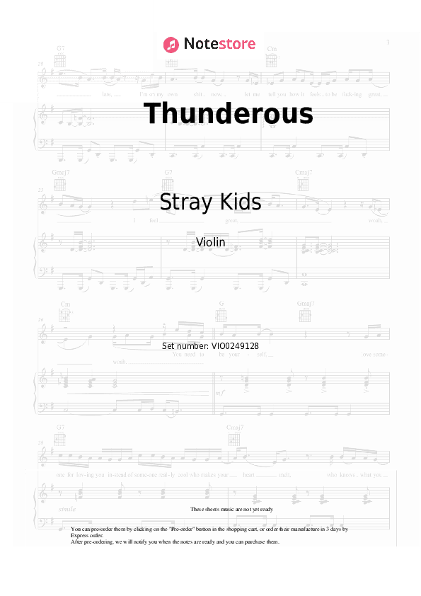 Thunderous - Stray Kids Violin Sheet Music - Violin