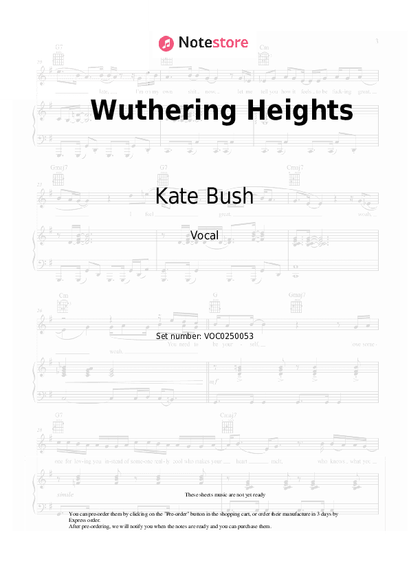 Wuthering Heights - Kate Bush Vocal Sheet Music - Vocal