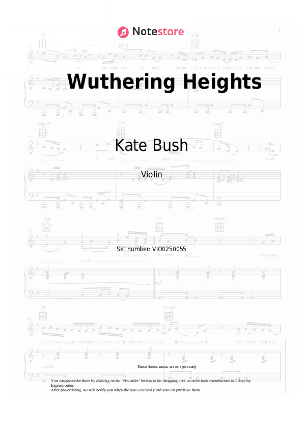 Wuthering Heights - Kate Bush Violin Sheet Music - Violin
