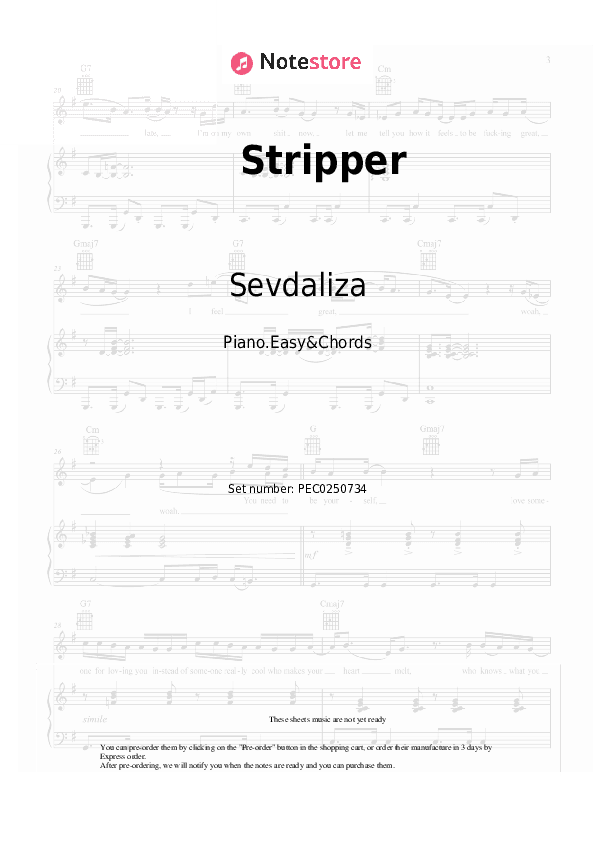 Stripper - Sevdaliza, Kenia Os Sheet Music Easy and Chords - Piano.Easy&Chords