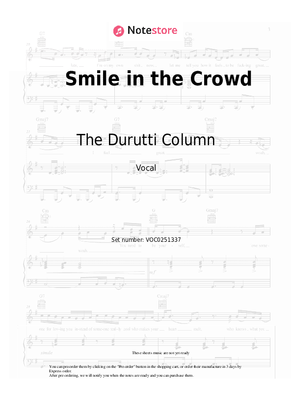 Smile in the Crowd - The Durutti Column Vocal Sheet Music - Vocal