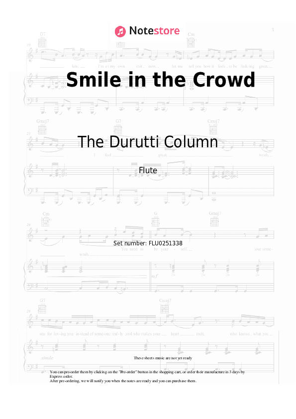 Smile in the Crowd - The Durutti Column Flute Sheet Music - Flute