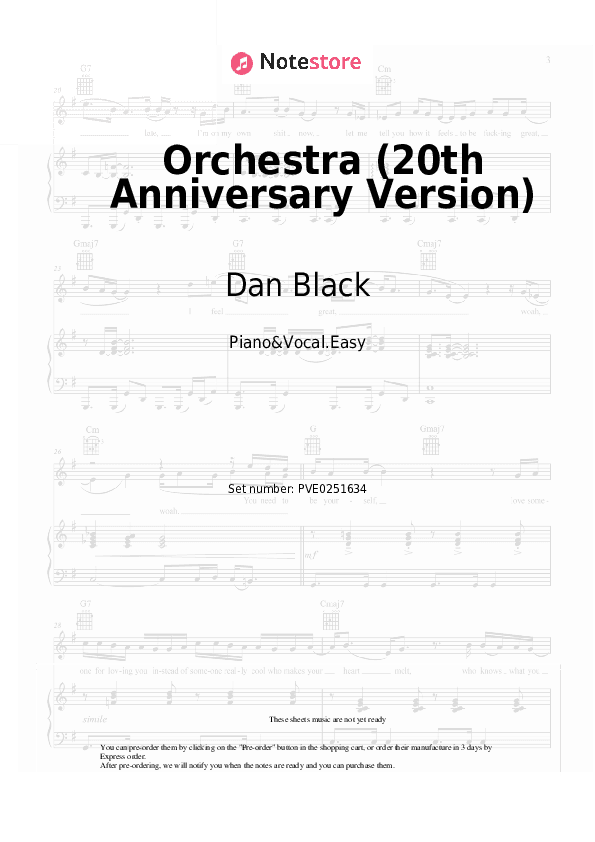 Orchestra (20th Anniversary Version) - Dan Black, Louane Piano Sheet Music Easy and Vocal - Piano&Vocal.Easy