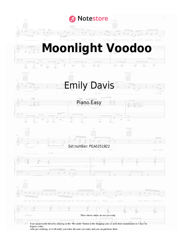 Moonlight Voodoo - Emily Davis Piano Sheet Music Easy - Piano.Easy