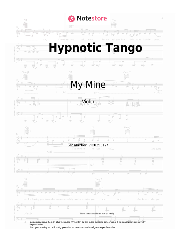 Hypnotic Tango - My Mine Violin Sheet Music - Violin