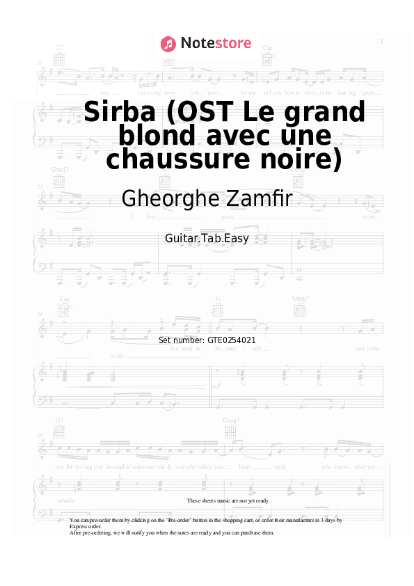 Sirba (OST Le grand blond avec une chaussure noire) - Gheorghe Zamfir Tabs Easy - Guitar.Tab.Easy