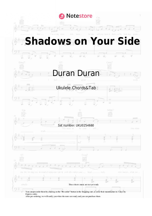 Shadows on Your Side - Duran Duran Ukulele Sheet Music - Ukulele.Chords&Tab