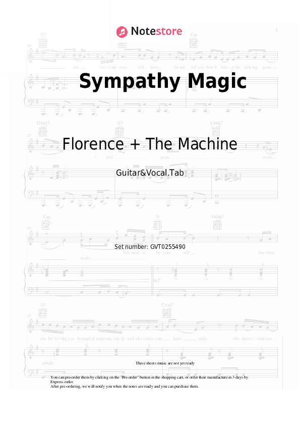 Sympathy Magic - Florence + The Machine Chords and Voice - Guitar&Vocal.Tab