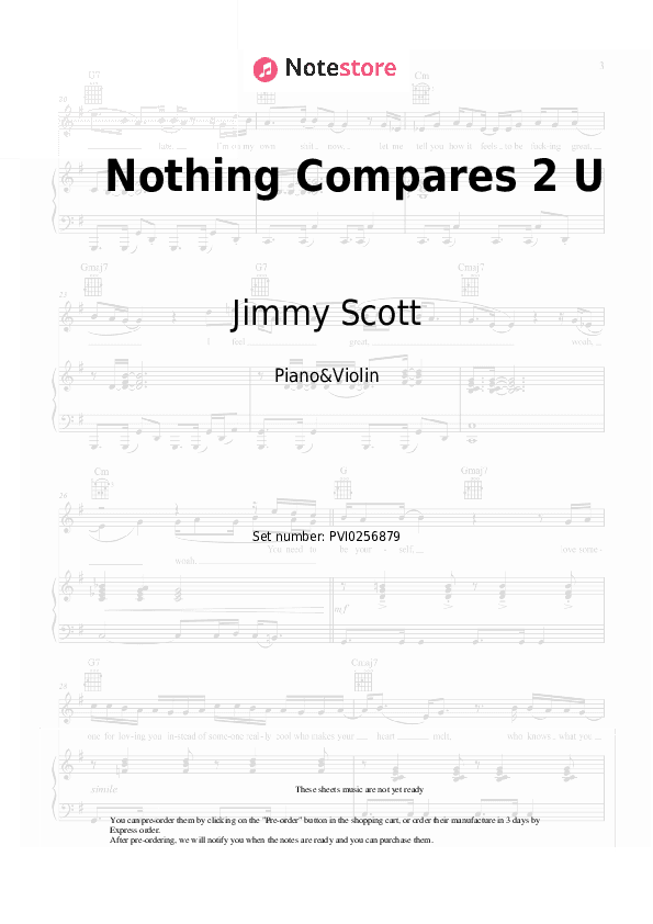 Nothing Compares 2 U - Jimmy Scott Piano Sheet Music and Violin - Piano&Violin