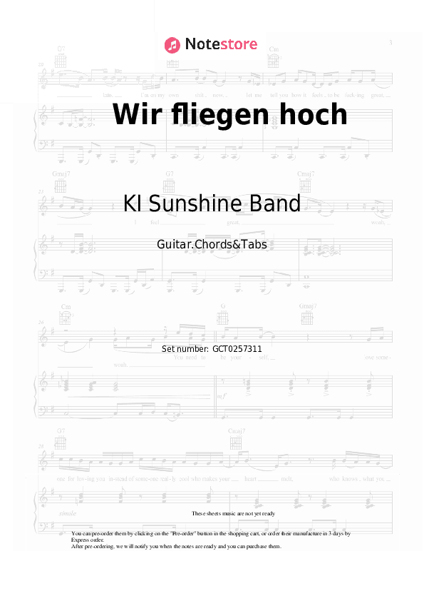 Wir fliegen hoch - KI Sunshine Band Chords and Tabs - Guitar.Chords&Tabs