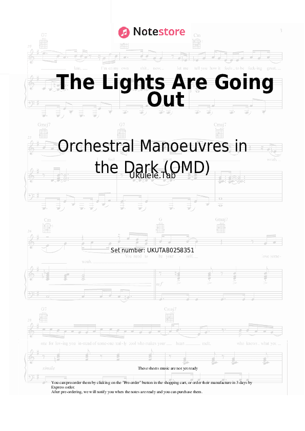 The Lights Are Going Out - Orchestral Manoeuvres in the Dark (OMD) Sheet Music - Ukulele.Tab