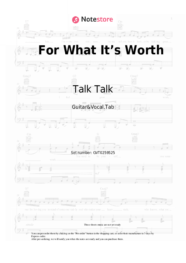 For What It’s Worth - Talk Talk Chords and Voice - Guitar&Vocal.Tab