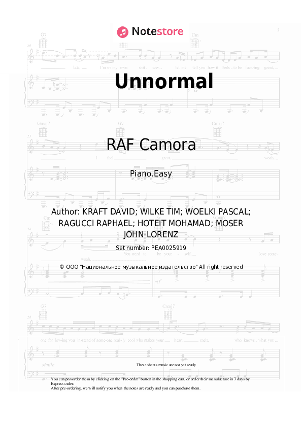Unnormal - RAF Camora, Bonez MC Piano Sheet Music Easy - Piano.Easy