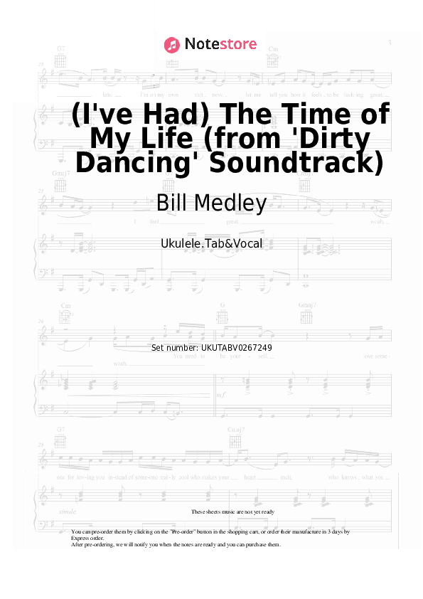 (I've Had) The Time of My Life (from 'Dirty Dancing' Soundtrack) - Bill Medley, Jennifer Warnes Sheet Music - Ukulele.Tab&Vocal
