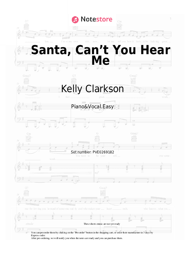 Santa, Can’t You Hear Me - Kelly Clarkson, Ariana Grande Piano Sheet Music Easy and Vocal - Piano&Vocal.Easy