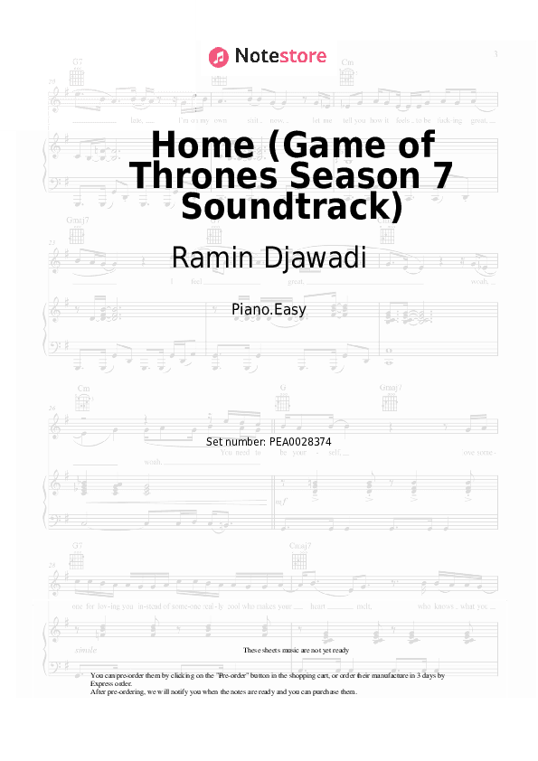 Home (Game of Thrones Season 7 Soundtrack) - Ramin Djawadi Piano Sheet Music Easy - Piano.Easy