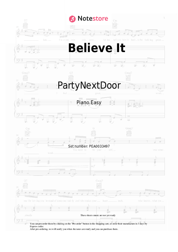 Believe It - PartyNextDoor, Rihanna Piano Sheet Music Easy - Piano.Easy