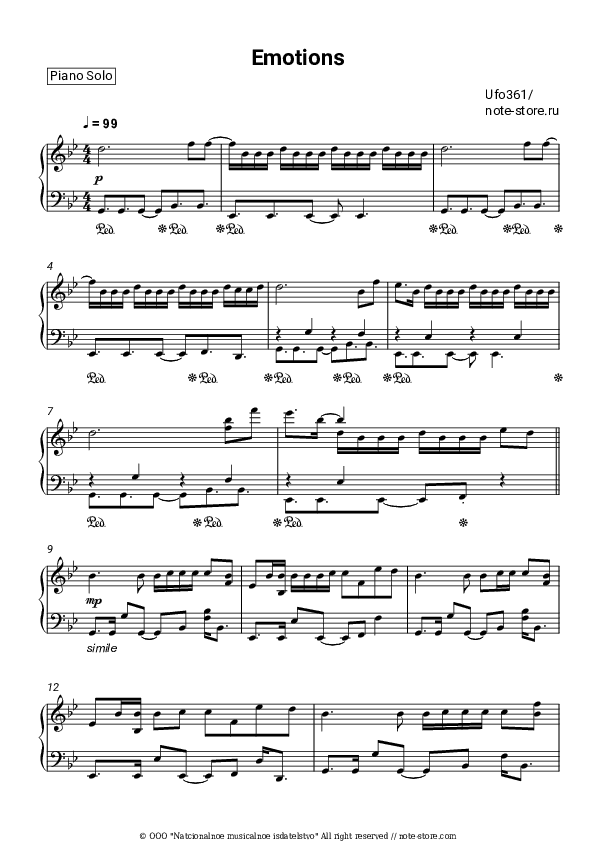 Emotions - Ufo361 Piano Sheet Music - Piano.Solo