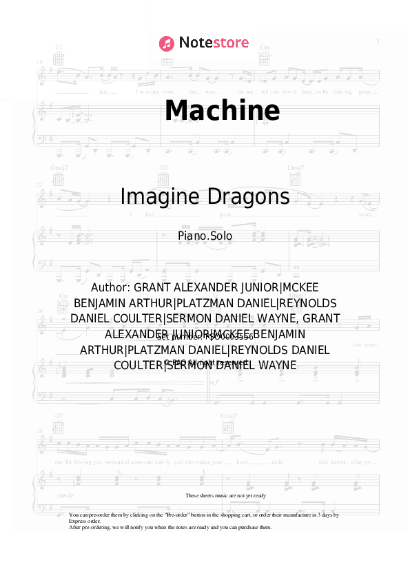 Machine - Imagine Dragons Piano Sheet Music - Piano.Solo