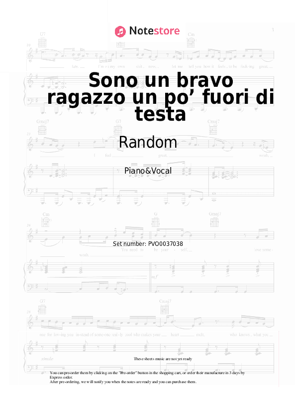 Sono un bravo ragazzo un po’ fuori di testa - Random Piano Sheet Music with the Voice part - Piano&Vocal