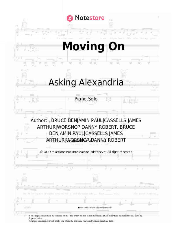 Moving On - Asking Alexandria Piano Sheet Music - Piano.Solo