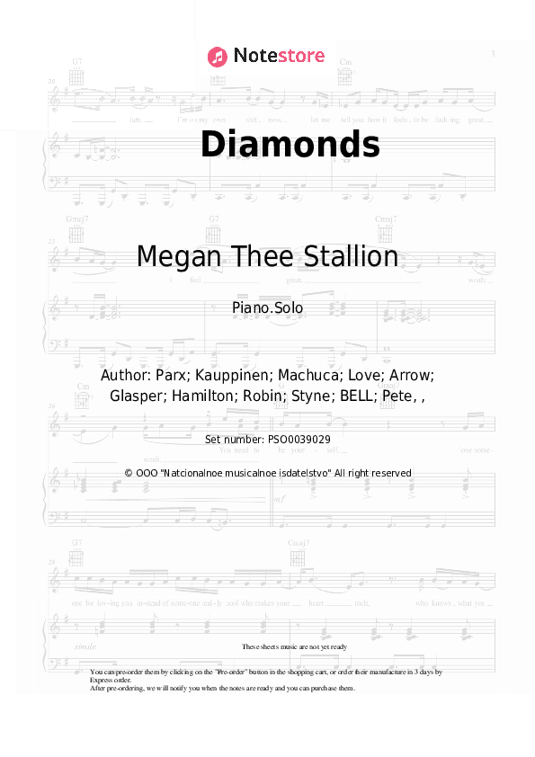 Diamonds - Megan Thee Stallion, Normani Piano Sheet Music - Piano.Solo
