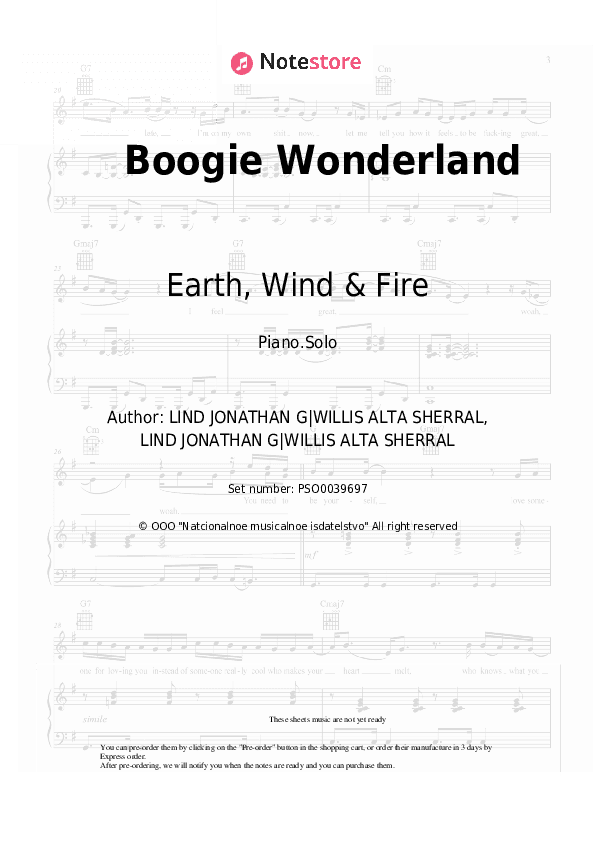 Boogie Wonderland - Earth, Wind & Fire Piano Sheet Music - Piano.Solo