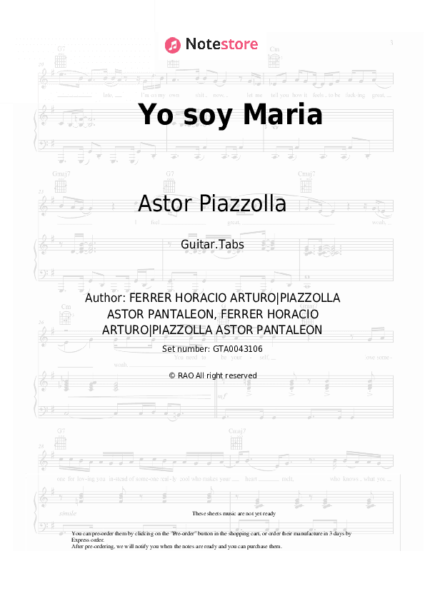 Yo soy Maria - Astor Piazzolla Tabs - Guitar.Tabs