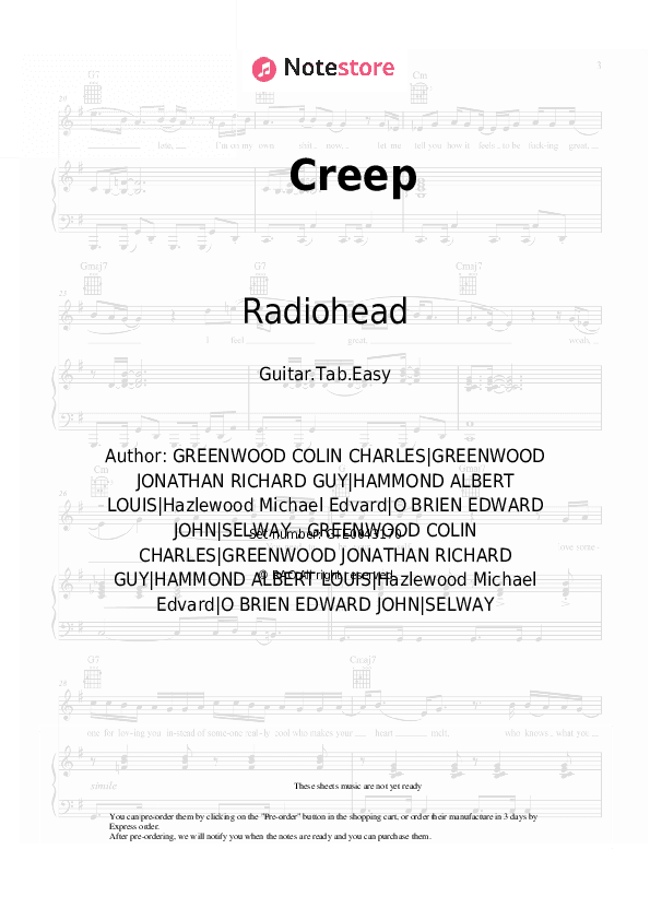 Creep - Radiohead Tabs Easy - Guitar.Tab.Easy