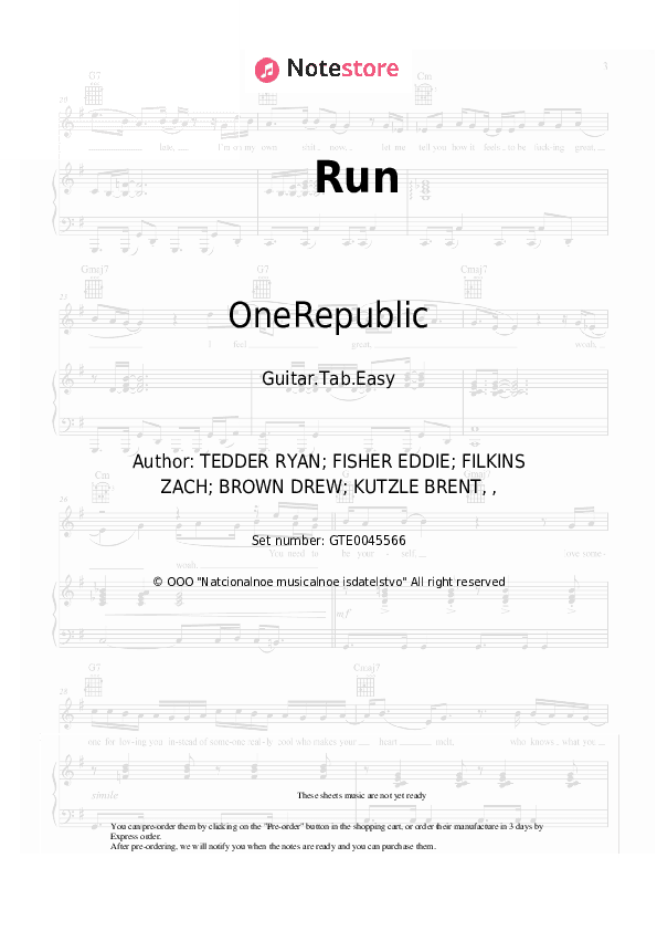 Run - OneRepublic Tabs Easy - Guitar.Tab.Easy