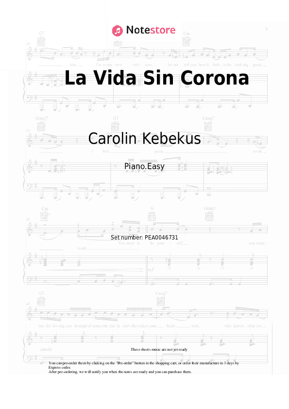 La Vida Sin Corona - Carolin Kebekus, Karl Lauterbach Piano Sheet Music Easy - Piano.Easy