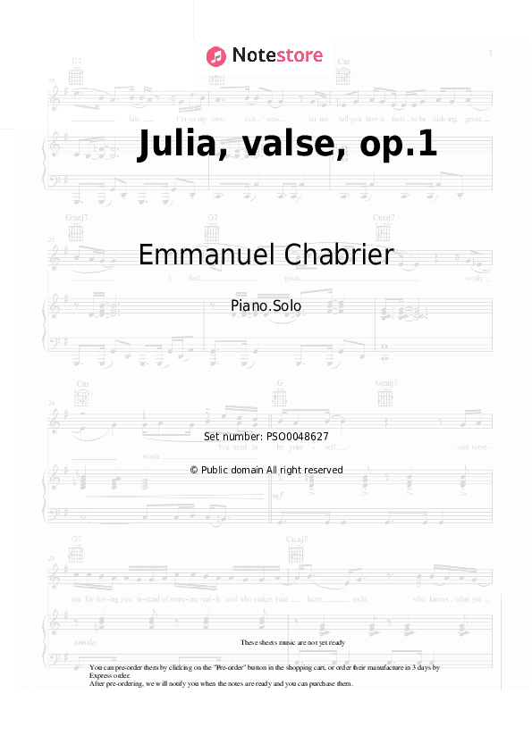 Julia, valse, op.1 - Emmanuel Chabrier Piano Sheet Music - Piano.Solo