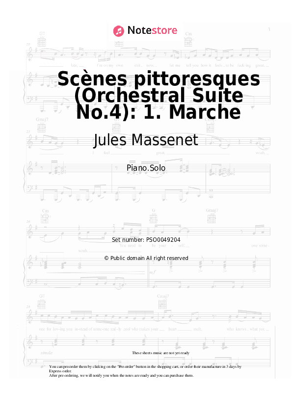 Scènes pittoresques (Orchestral Suite No.4): 1. Marche - Jules Massenet Piano Sheet Music - Piano.Solo