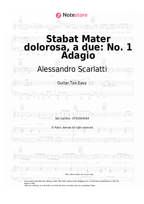 Stabat Mater dolorosa, a due: No. 1 Adagio - Alessandro Scarlatti Tabs Easy - Guitar.Tab.Easy
