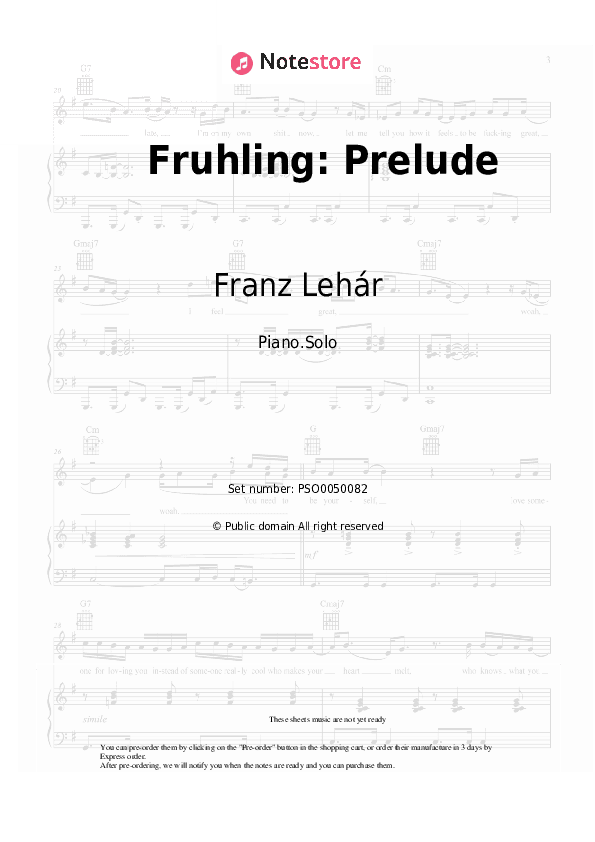 Fruhling: Prelude to Act I - Franz Lehár Piano Sheet Music - Piano.Solo