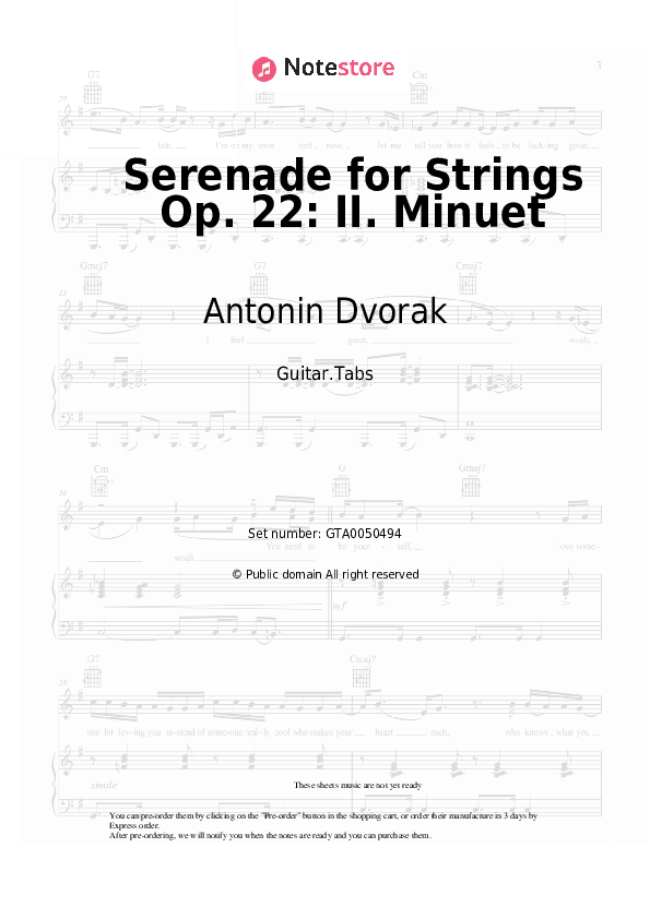 Serenade for Strings Op. 22: II. Minuet - Antonin Dvorak Tabs - Guitar.Tabs