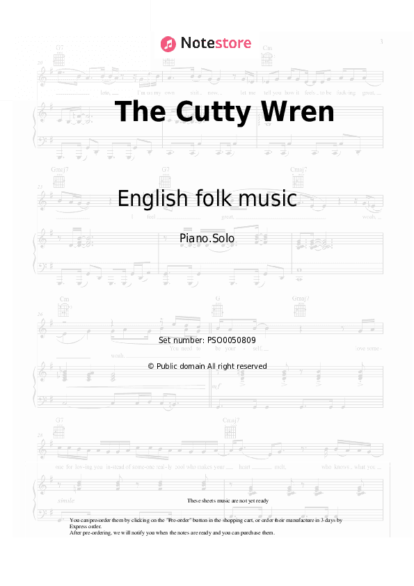 The Cutty Wren - English folk music Piano Sheet Music - Piano.Solo