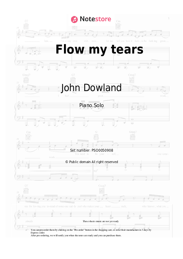 Flow my tears - John Dowland Piano Sheet Music - Piano.Solo