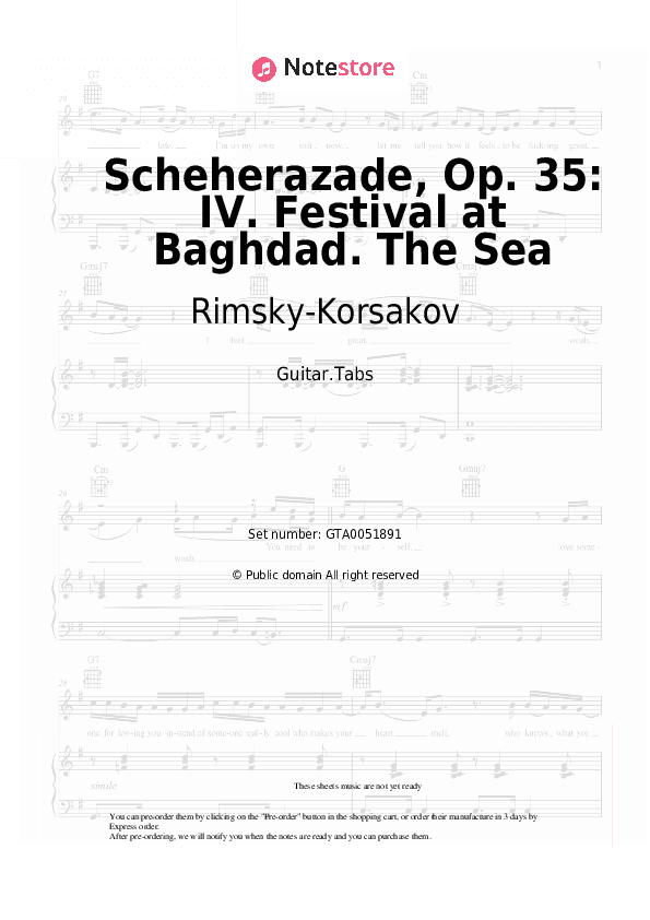 Scheherazade, Op. 35: IV. Festival at Baghdad. The Sea - Rimsky-Korsakov Tabs - Guitar.Tabs
