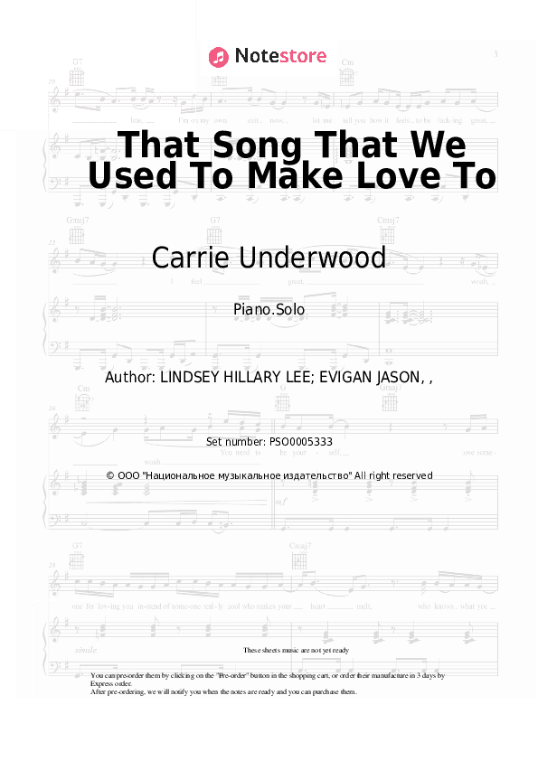 That Song That We Used To Make Love To - Carrie Underwood Piano Sheet Music - Piano.Solo