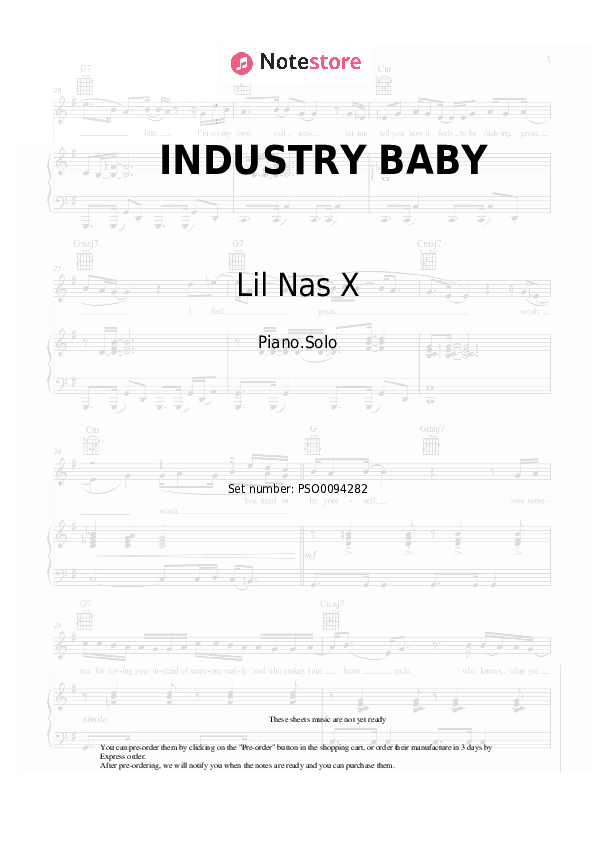 INDUSTRY BABY - Lil Nas X, Jack Harlow Piano Sheet Music - Piano.Solo