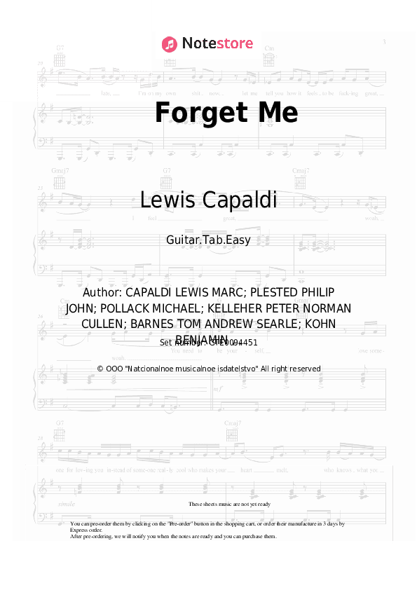 Forget Me - Lewis Capaldi Tabs Easy - Guitar.Tab.Easy