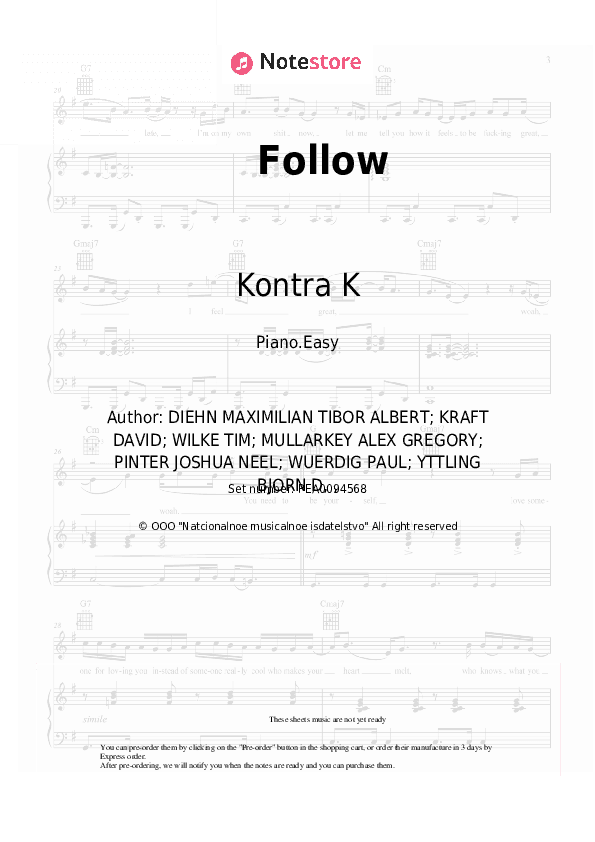 Follow - Kontra K, Sido, Leony Piano Sheet Music Easy - Piano.Easy