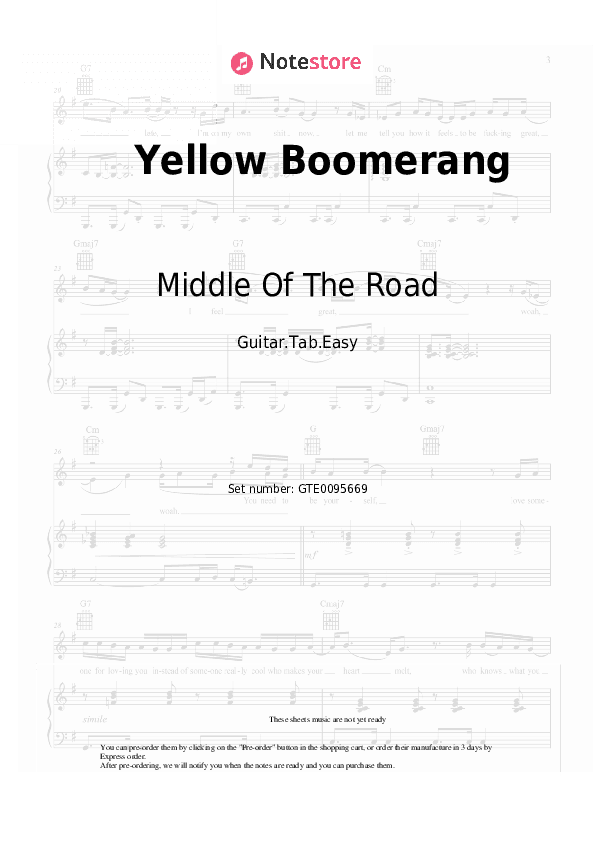 Yellow Boomerang - Middle Of The Road Tabs Easy - Guitar.Tab.Easy