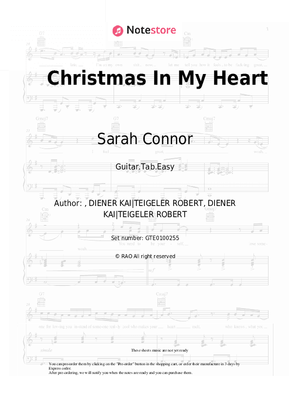 Christmas In My Heart - Sarah Connor Tabs Easy - Guitar.Tab.Easy