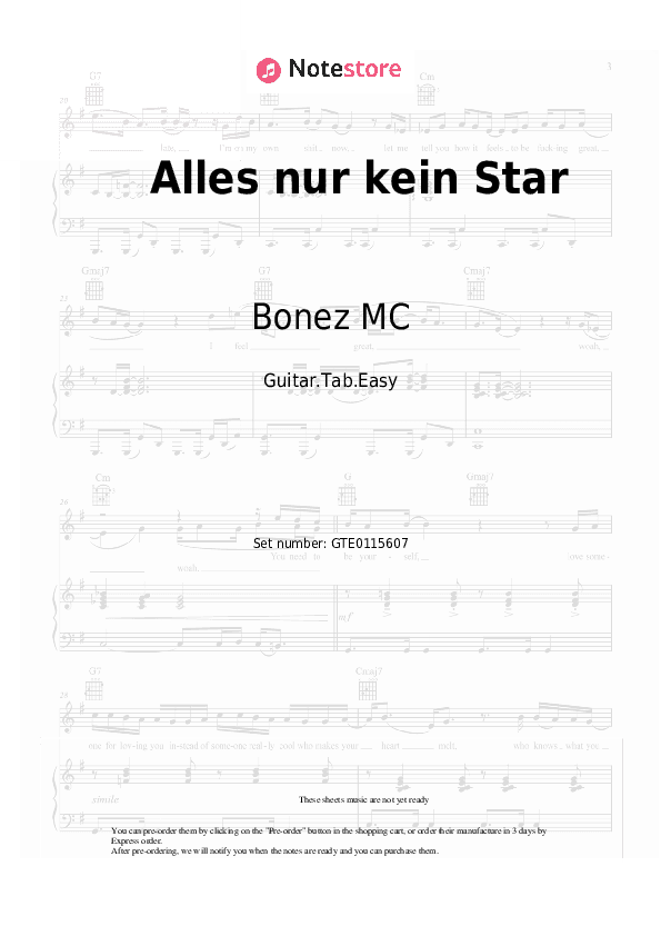 Alles nur kein Star - Bonez MC Tabs Easy - Guitar.Tab.Easy