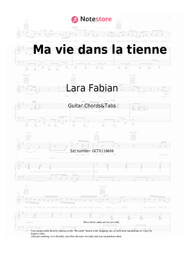 Ma vie dans la tienne - Lara Fabian Chords and Tabs - Guitar.Chords&Tabs